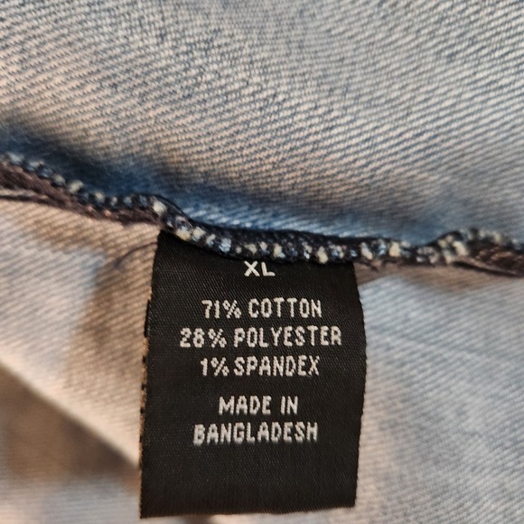 Floral Embroidered Denim Jacket Womens XL Blue Stretch Jean Boho RN149251 - Picture 5 of 6